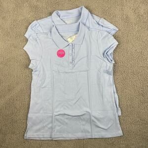 The Children's Place Girls X-Large Blue Short Sleeve Ruffle Pique Polo 2 pack